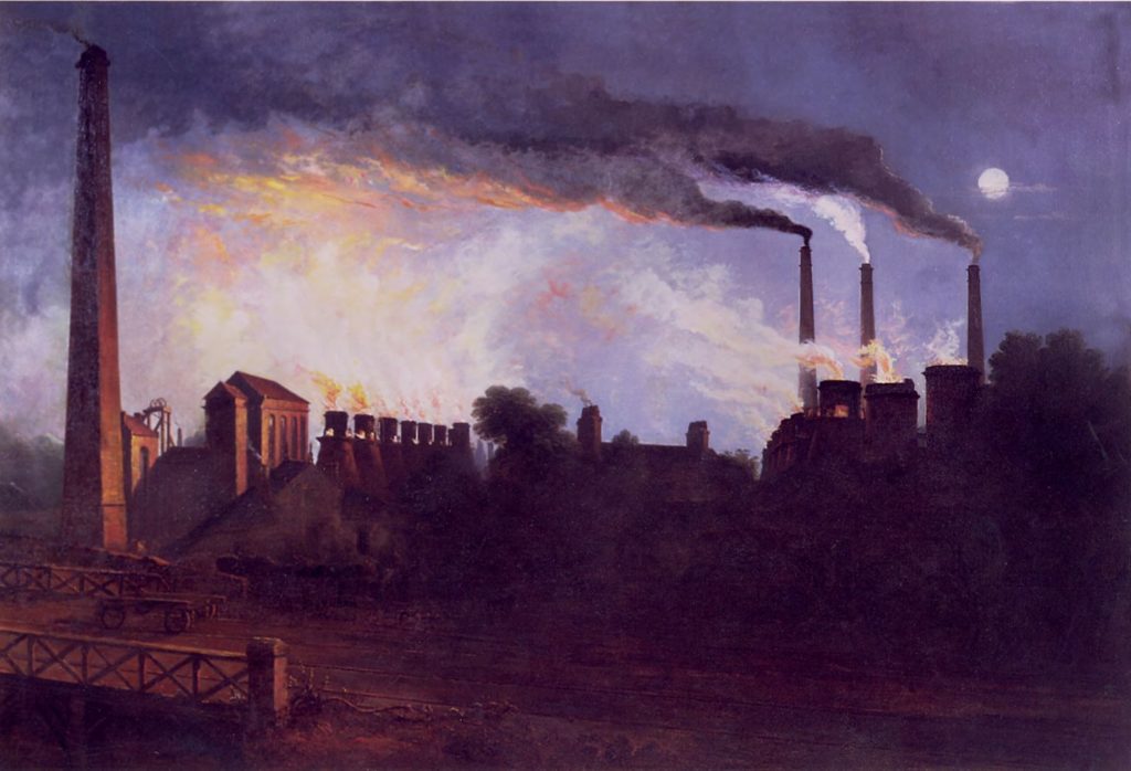 'Gartsherrie by Night' by CR Stanley, 1853. Oil on canvas.