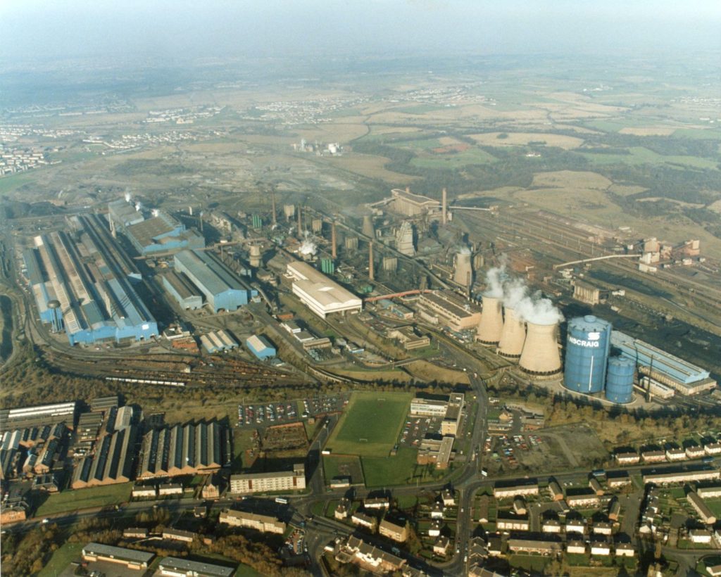 An aerial view of the Ravenscraig Works.