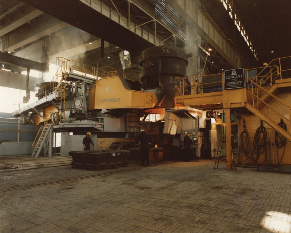 Twin-strand slab casting machine at Ravenscraig.