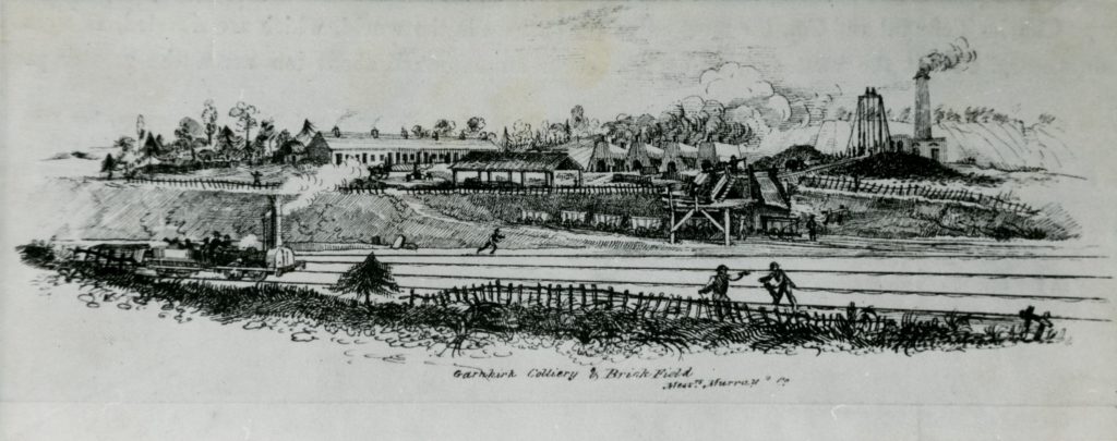 Artistic impression of Garnkirk Colliery and Brickfield from about 1835, which was owned by Messrs. Murray & Co.