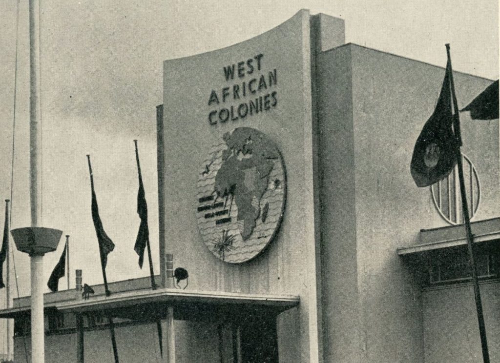 Detail of the West African Colonies pavilion from A Souvenir of the Empire Exhibition 1938