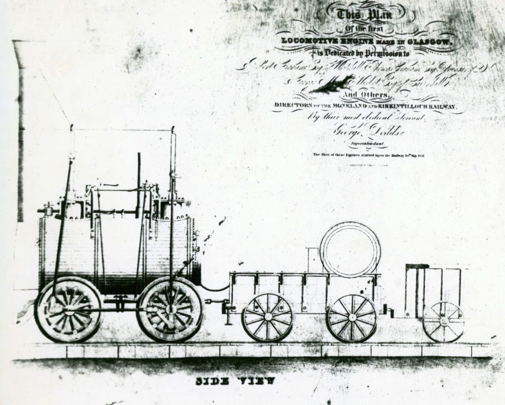 The Monkland and Kirkintilloch Railway's first steam locomotive, 1831.
