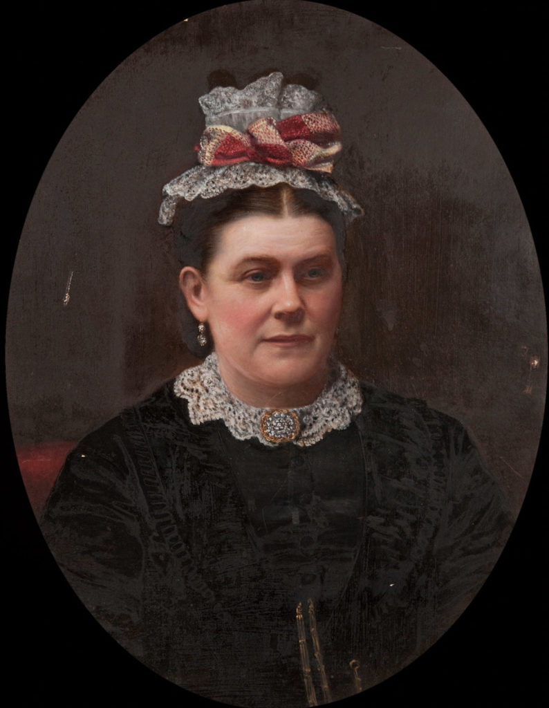 Mrs Thomas Ellis (d.1895) by unknown artist, mid to late 1800s. The subject's own name was Sarah Leonard.