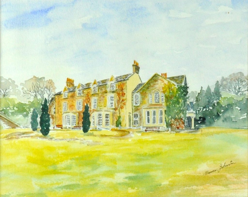 Watercolour depicting /colzium House and gardens