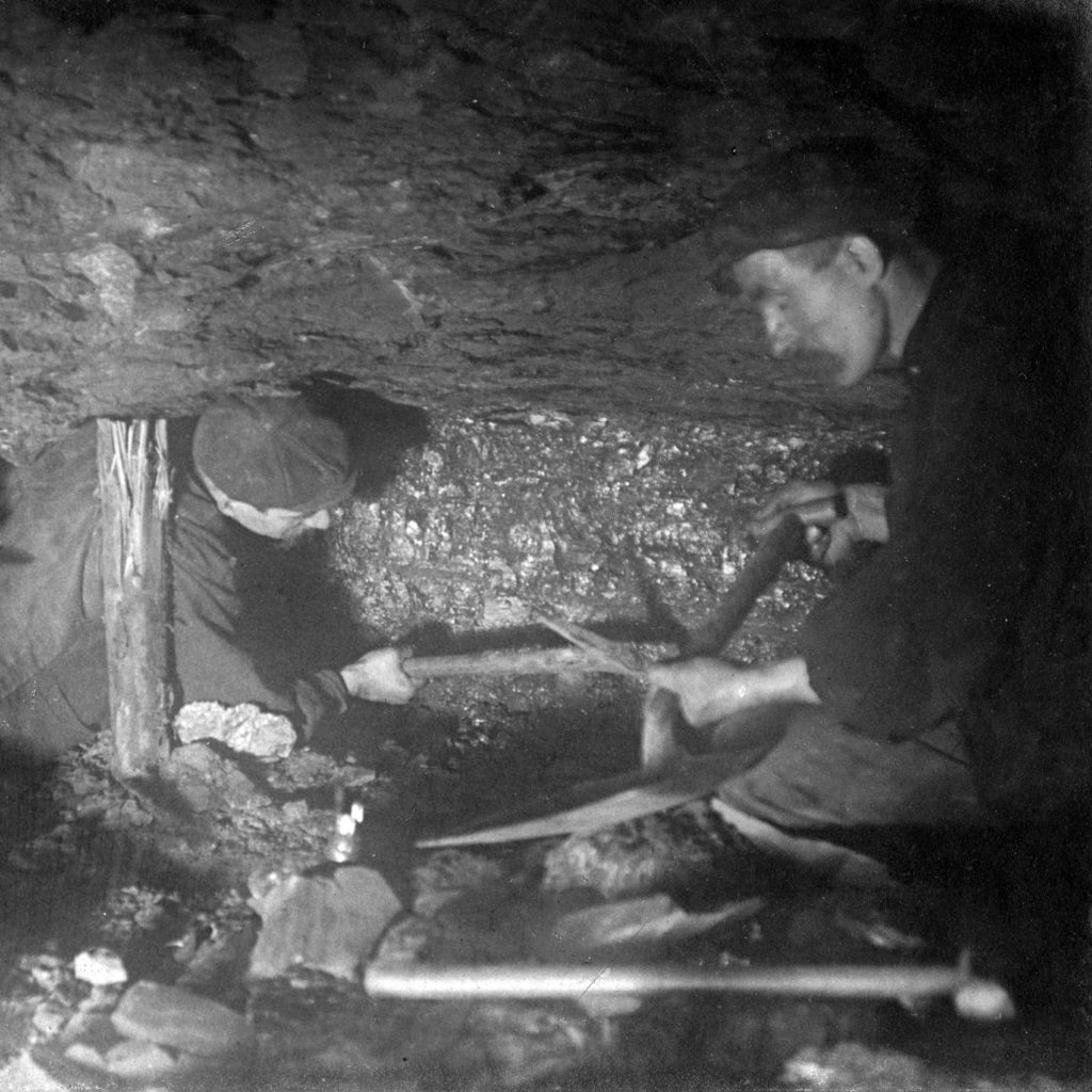 Miners at a coal face in Motherwell's Camp Colliery, around 1910.